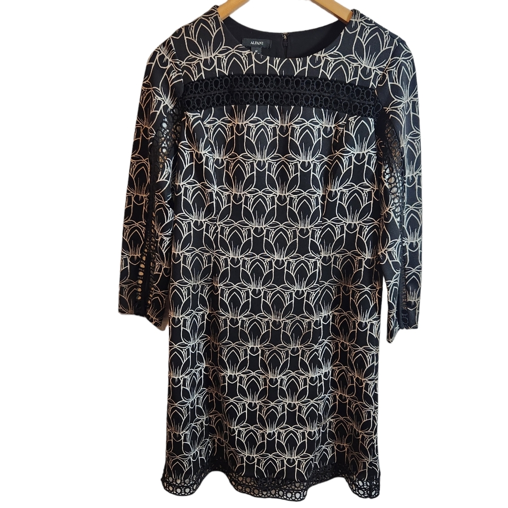 Alfani Petite Women's Illusion-Lace Shift Dress Size 6P